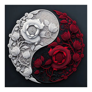 Rose Yin Yang Chart 30*30CM (canvas) Full Round Drill Diamond Painting