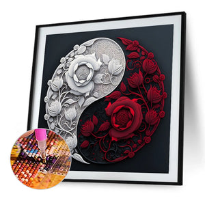 Rose Yin Yang Chart 30*30CM (canvas) Full Round Drill Diamond Painting