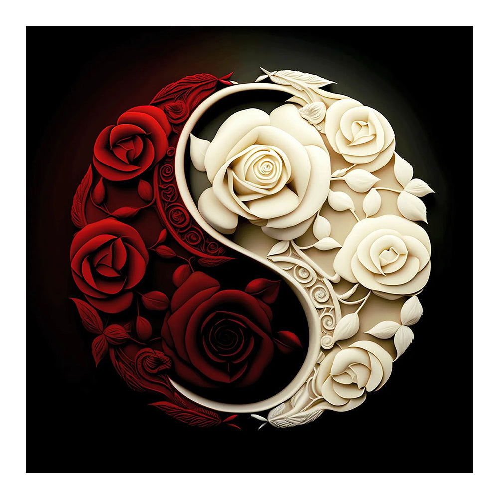 Rose Yin Yang Chart 30*30CM (canvas) Full Round Drill Diamond Painting