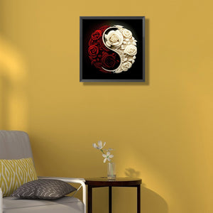 Rose Yin Yang Chart 30*30CM (canvas) Full Round Drill Diamond Painting