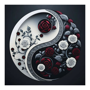 Rose Yin Yang Chart 30*30CM (canvas) Full Round Drill Diamond Painting