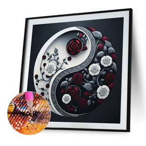 Rose Yin Yang Chart 30*30CM (canvas) Full Round Drill Diamond Painting