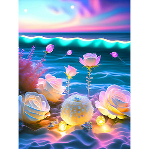 Seaside Crystal Rose 30*40CM (canvas) Full Round Drill Diamond Painting