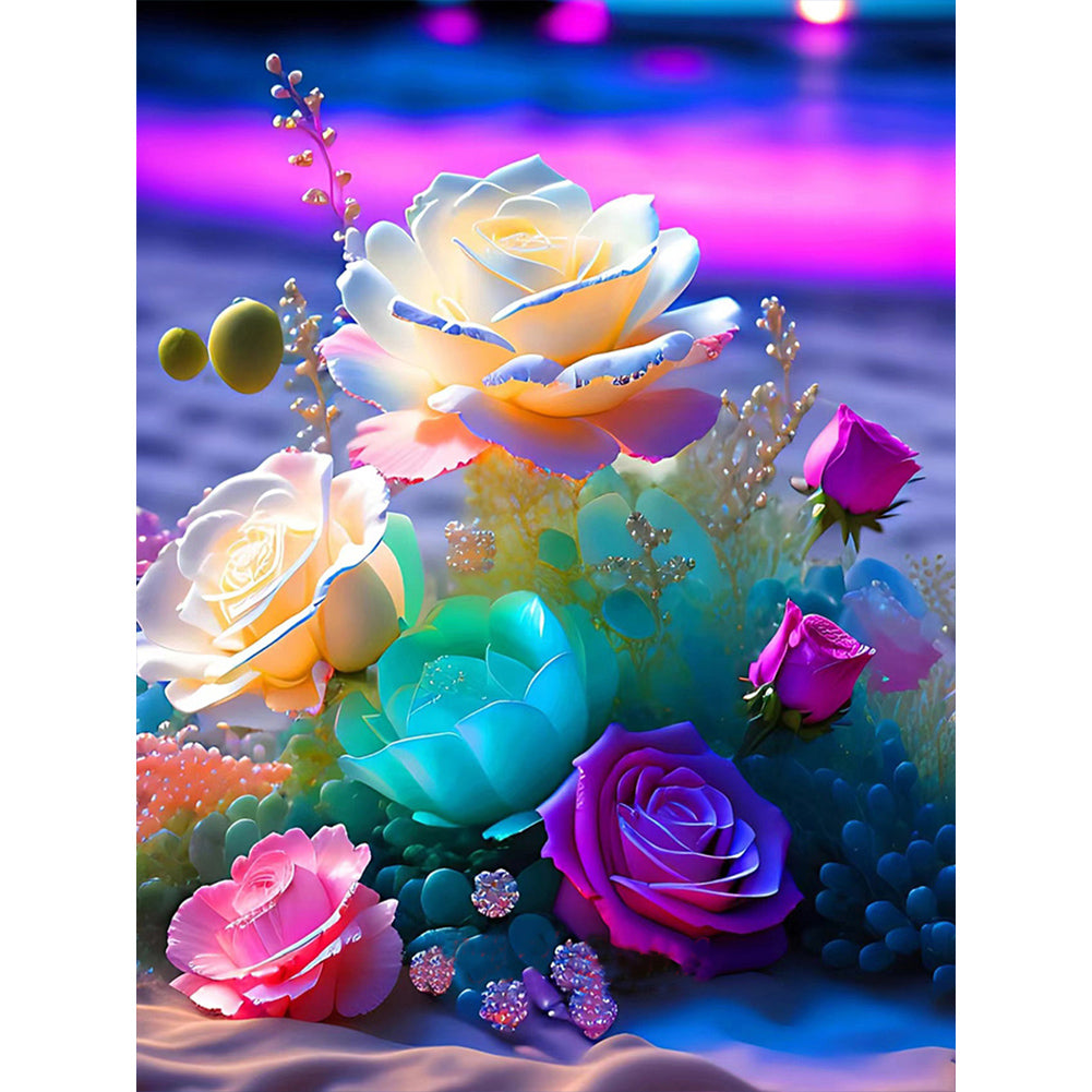 Seaside Crystal Rose 30*40CM (canvas) Full Round Drill Diamond Painting