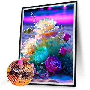 Seaside Crystal Rose 30*40CM (canvas) Full Round Drill Diamond Painting