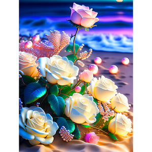 Seaside Crystal Rose 30*40CM (canvas) Full Round Drill Diamond Painting