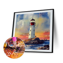 Load image into Gallery viewer, Cross Sea Lighthouse 30*30CM (canvas) Full Round Drill Diamond Painting
