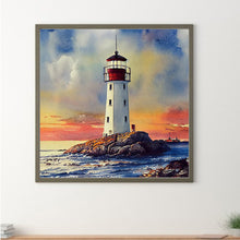 Load image into Gallery viewer, Cross Sea Lighthouse 30*30CM (canvas) Full Round Drill Diamond Painting
