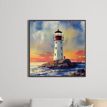 Load image into Gallery viewer, Cross Sea Lighthouse 30*30CM (canvas) Full Round Drill Diamond Painting
