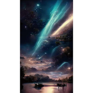 Double Aurora Galloping In The Night Sky 40*70CM (canvas) Full Round Drill Diamond Painting