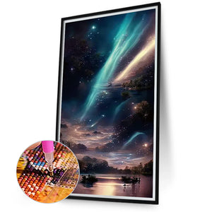 Double Aurora Galloping In The Night Sky 40*70CM (canvas) Full Round Drill Diamond Painting