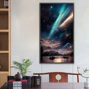 Double Aurora Galloping In The Night Sky 40*70CM (canvas) Full Round Drill Diamond Painting