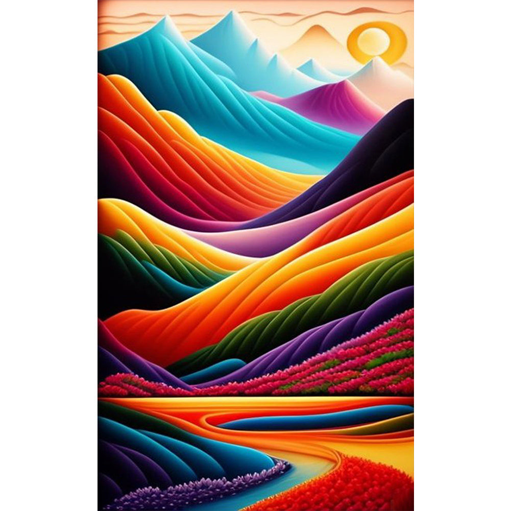 Colorful Mountain Lake 30*50CM (canvas) Full Round Drill Diamond Painting