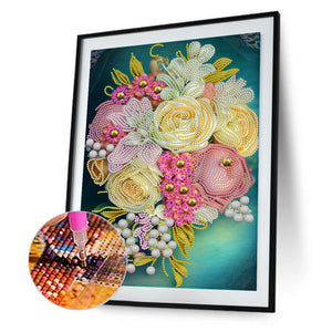 Jewelry Flower 30*40CM (canvas) Partial Special-Shaped Drill Diamond Painting