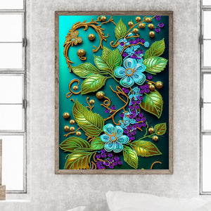 Jewelry Flower 30*40CM (canvas) Partial Special-Shaped Drill Diamond Painting