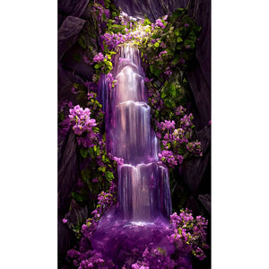 Purple Mountain Waterfall 40*70CM (canvas) Full Round Drill Diamond Painting