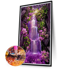 Load image into Gallery viewer, Purple Mountain Waterfall 40*70CM (canvas) Full Round Drill Diamond Painting
