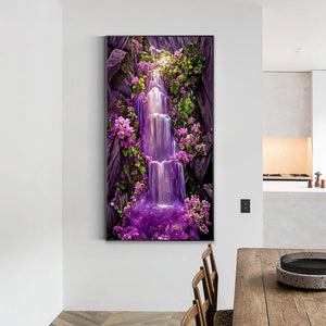 Purple Mountain Waterfall 40*70CM (canvas) Full Round Drill Diamond Painting