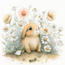 Load image into Gallery viewer, Smiling Bunny Out Of The Flowers 30*30CM (canvas) Full Round Drill Diamond Painting
