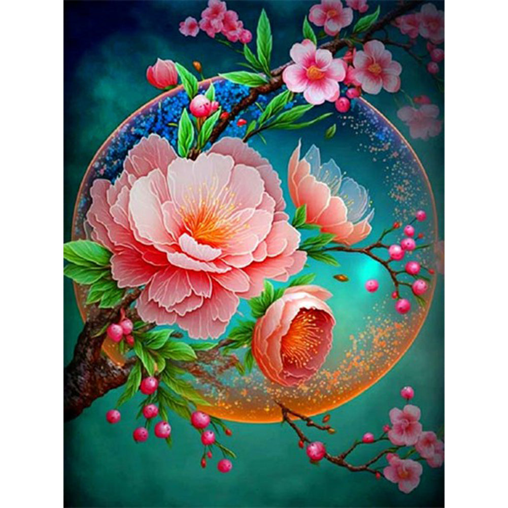 Beautiful Peach Blossom 30*40CM (canvas) Full Round Drill Diamond Painting