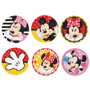 6pcs Anti Slip Coasters Stackable DIY Creative Mickey Mouse for Table Home Decor