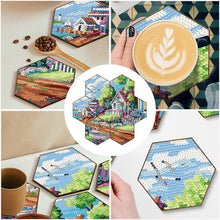 Load image into Gallery viewer, 7pcs Crystal Drink Coasters Creative DIY Honeycomb Shape for Tabletop Protection
