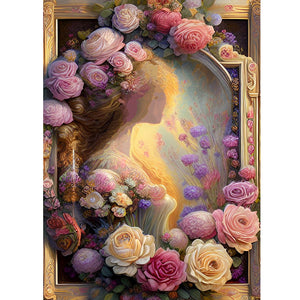 Girl In Flower Oil Painting 30*40CM (canvas) Full Round Drill Diamond Painting