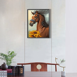 Sunflower Horse 30*40CM (canvas) Full Round Drill Diamond Painting