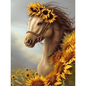 Sunflower Horse 30*40CM (canvas) Full Round Drill Diamond Painting