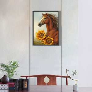 Sunflower Horse 30*40CM (canvas) Full Round Drill Diamond Painting