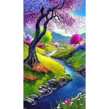 Load image into Gallery viewer, Small Tree In High Mountains And Flowing Water 40*70CM (canvas) Full Round Drill Diamond Painting
