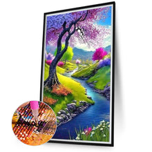 Load image into Gallery viewer, Small Tree In High Mountains And Flowing Water 40*70CM (canvas) Full Round Drill Diamond Painting
