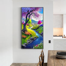 Load image into Gallery viewer, Small Tree In High Mountains And Flowing Water 40*70CM (canvas) Full Round Drill Diamond Painting
