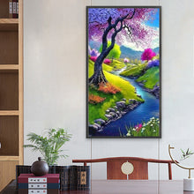 Load image into Gallery viewer, Small Tree In High Mountains And Flowing Water 40*70CM (canvas) Full Round Drill Diamond Painting
