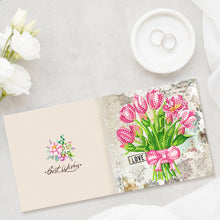 Load image into Gallery viewer, 8pcs Flower Diamond Painting Greeting Card Includes Envelope DIY Postcards
