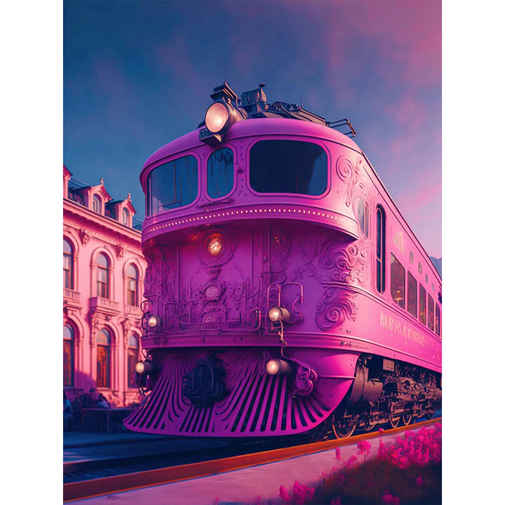 Pink Ocean Train 30*40CM (canvas) Full Round Drill Diamond Painting