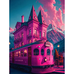 Pink Ocean Train 30*40CM (canvas) Full Round Drill Diamond Painting