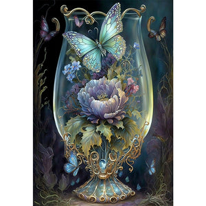 Flower In Cup 50*70CM (canvas) Full Round Drill Diamond Painting