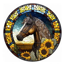 Load image into Gallery viewer, Art Window Painting Sunflower Horse 30*30CM (canvas) Full Round Drill Diamond Painting
