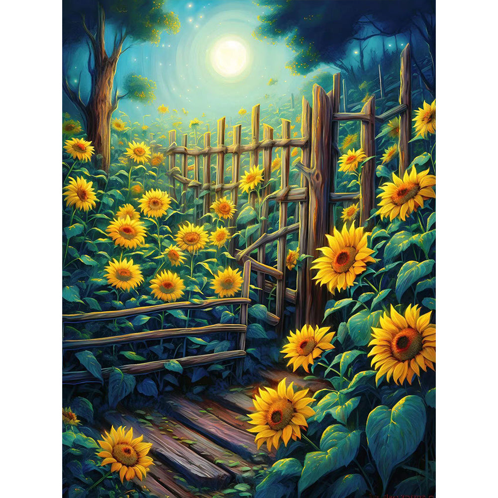 Sunflowers In The Garden 30*40CM (canvas) Full Round Drill Diamond Painting