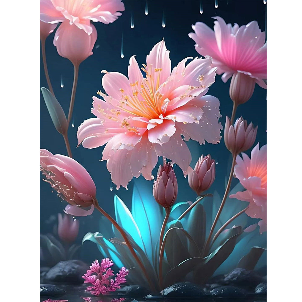 Lotus In The Rain 30*40CM (canvas) Full Square Drill Diamond Painting