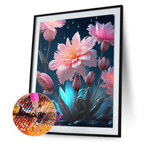 Lotus In The Rain 30*40CM (canvas) Full Square Drill Diamond Painting