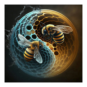 Tai Chi Yin Yang Bee 35*35CM (canvas) Full Round Drill Diamond Painting