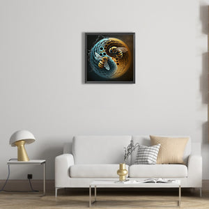 Tai Chi Yin Yang Bee 35*35CM (canvas) Full Round Drill Diamond Painting