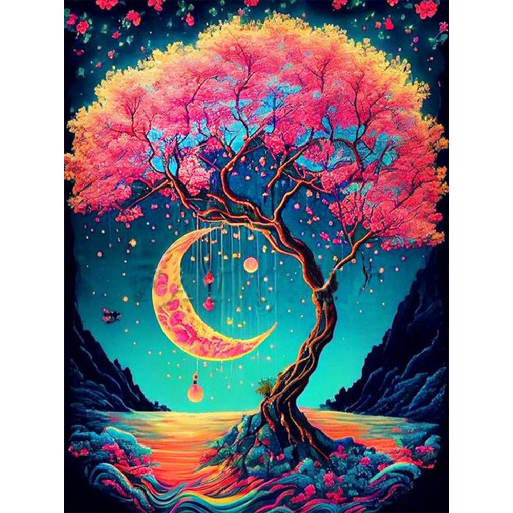 Big Tree In The Starry Sky 30*40CM (canvas) Full Round Drill Diamond Painting