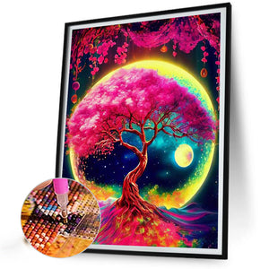 Big Tree In The Starry Sky 30*40CM (canvas) Full Round Drill Diamond Painting