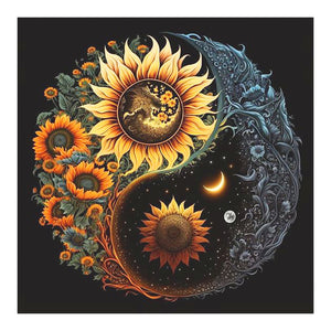 Sunflower Yin Yang Gossip 30*30CM (canvas) Full Round Drill Diamond Painting