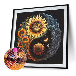 Sunflower Yin Yang Gossip 30*30CM (canvas) Full Round Drill Diamond Painting