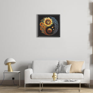 Sunflower Yin Yang Gossip 30*30CM (canvas) Full Round Drill Diamond Painting