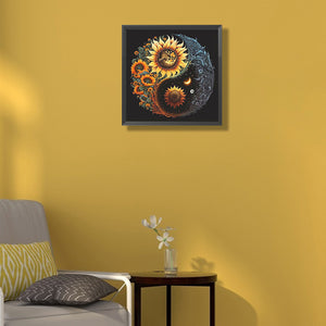 Sunflower Yin Yang Gossip 30*30CM (canvas) Full Round Drill Diamond Painting